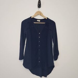 Meadow Rue Extra Small Button-Up Blue Boho Long Sleeve Shirt